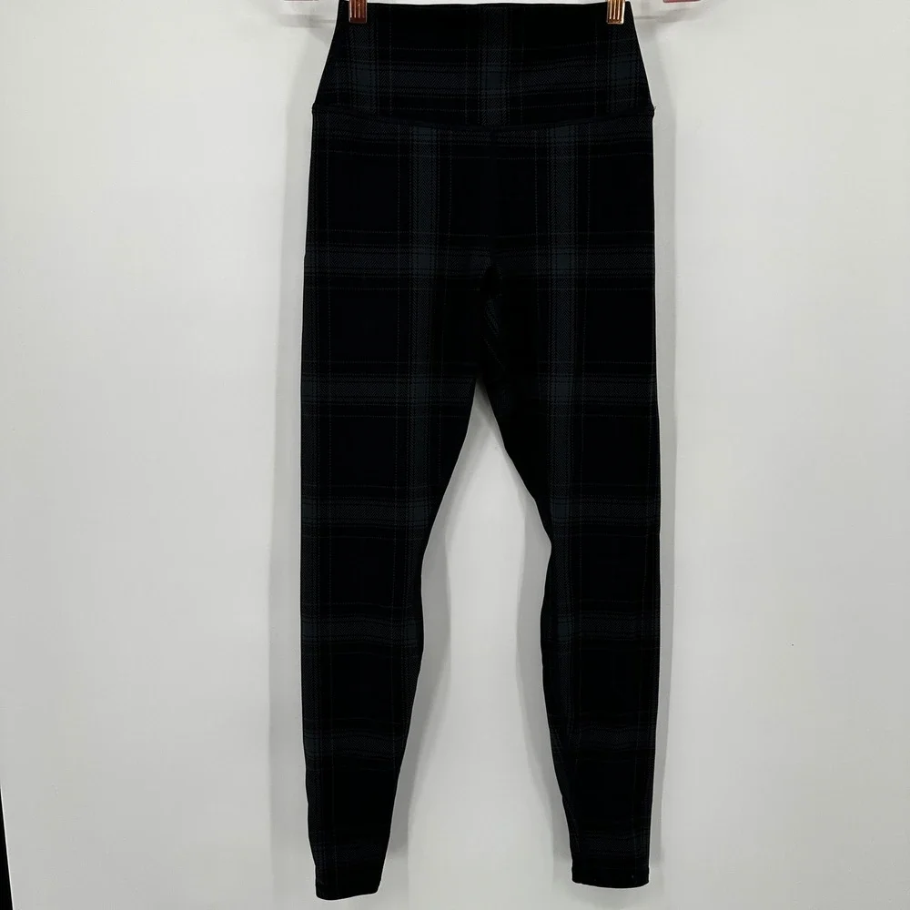 Alo Yoga High-Waist Vapor Leggings Black Gray Plaid Herringbone Small Active